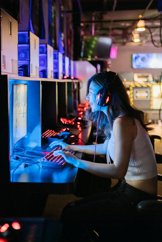 Girl sitting at a PC